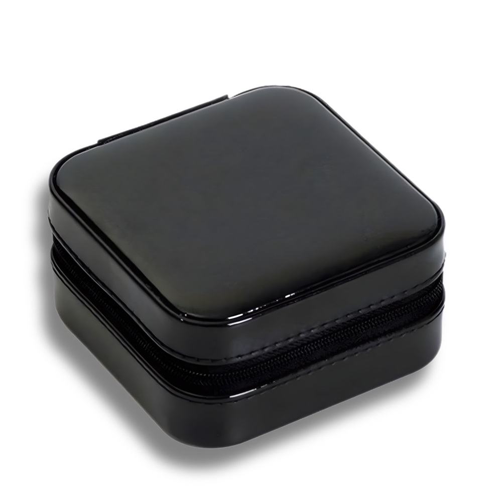 ❀ Black Jewelry Box Storage Organizer Zipper Travel Case Pouch - Picture 4 of 7